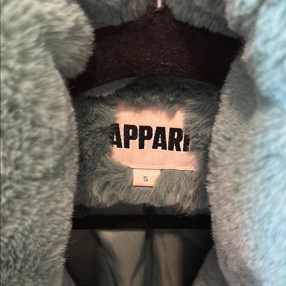 Apparis Stella Emerald Teal Green/Blue Faux Fur Coat Size Small - Picture 7 of 12